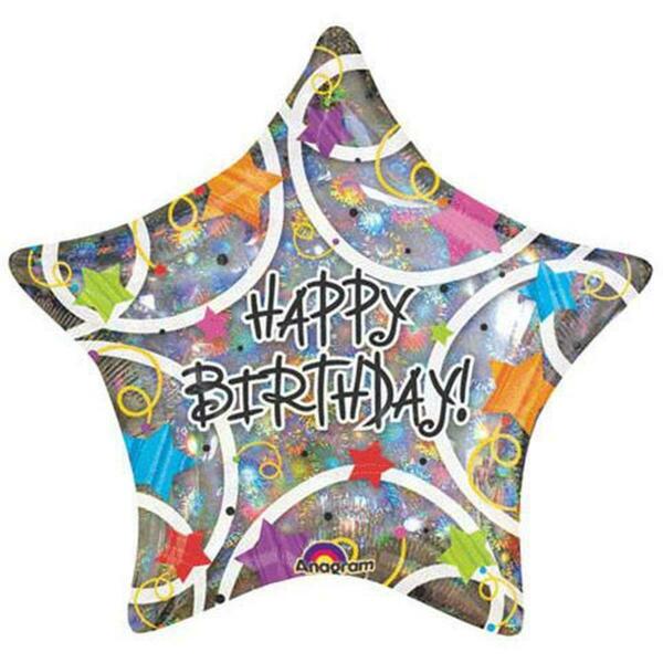 Loftus International 19 in. Happy Birthday Stars Holographic Balloon A1-3501